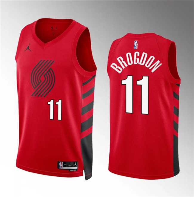Mens Portland Trail Blazers #11 Malcolm Brogdon Red Statement Edition Stitched Jersey Dzhi